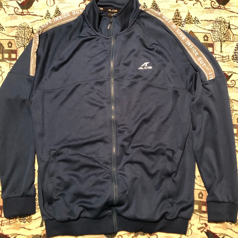 ALCIS Full Zip Track Jacket Mens Size XL Blue and Grey